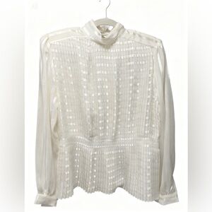 Vintage Fortina champagne peplum pleated blouse